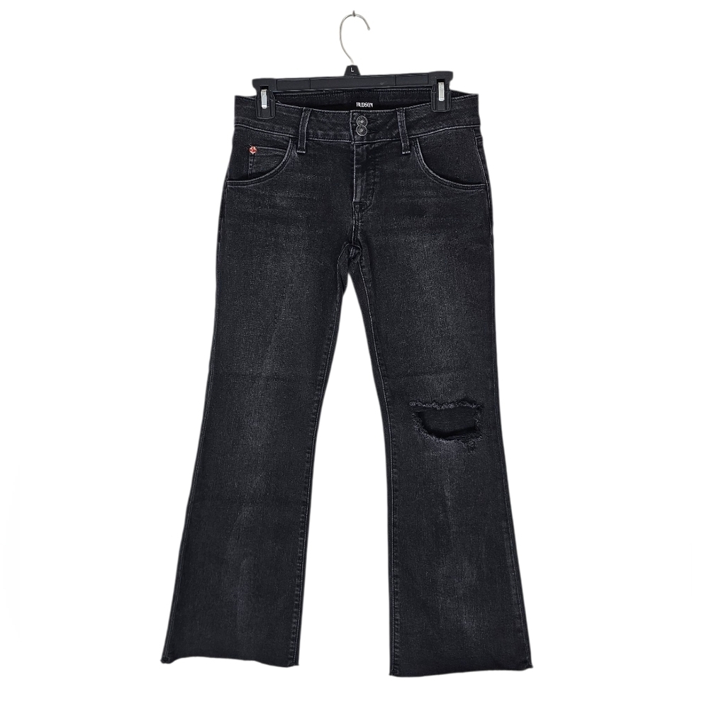 Hudson Jeans Collin Mid Rise Bootcut Flare Crop Distressed‎  Black Jeans 27 NWT